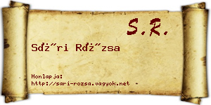 Sári Rózsa névjegykártya